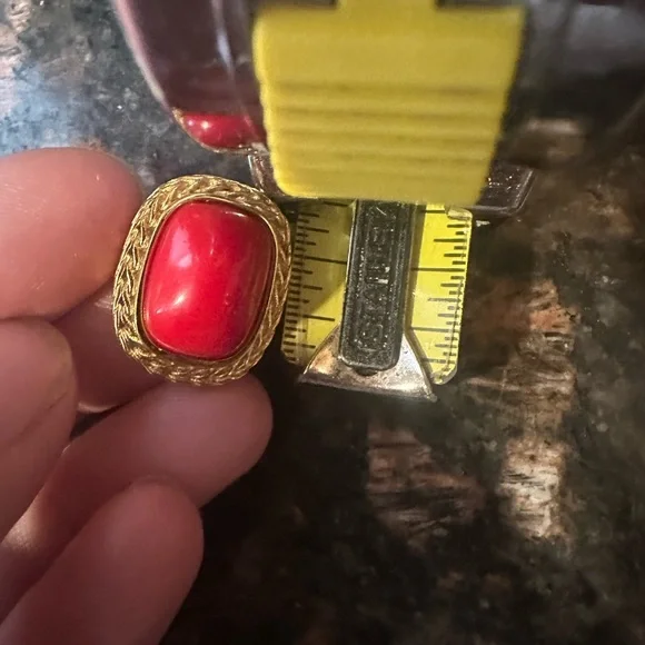 Givenchy Elegant Red and Gold Earrings - Picture 2 of 13